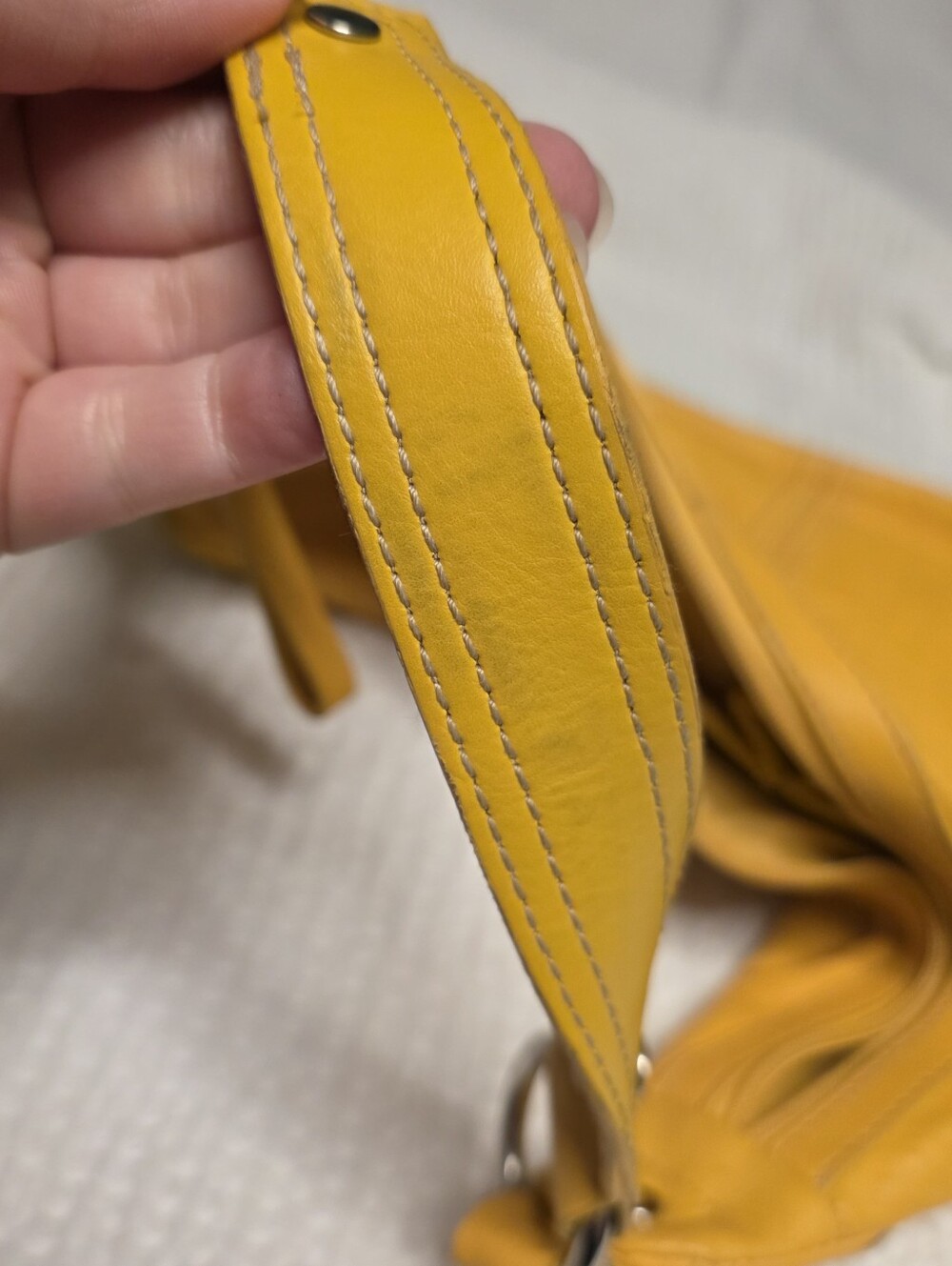 Franco Sarto Retro Yellow Leather Shoulder Bag Summer - Picture 7 of 10